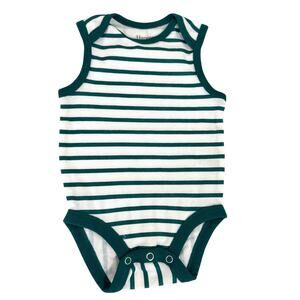 Hanes Blue & White Striped Sleeveless Tank Bodysuit Size 6-12 Months